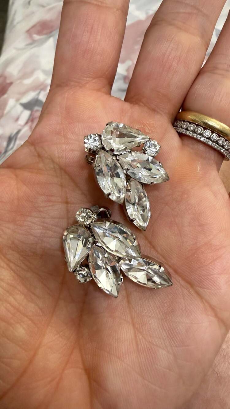 Vintage Austrian Crystal Cluster Clip-On Earrings